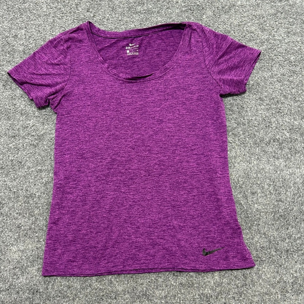 Nike Shirt Womens Size S Purple Dri-Fit Heathered Scoop Neck Short Sleeve Active